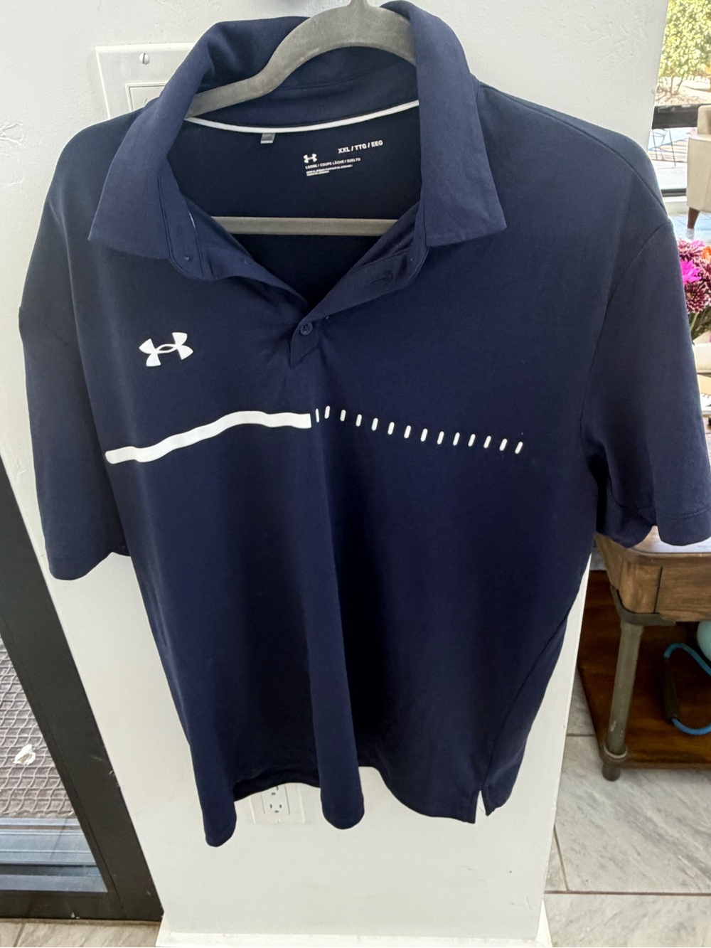 Under Armour Men’s Navy Polo with White Accent